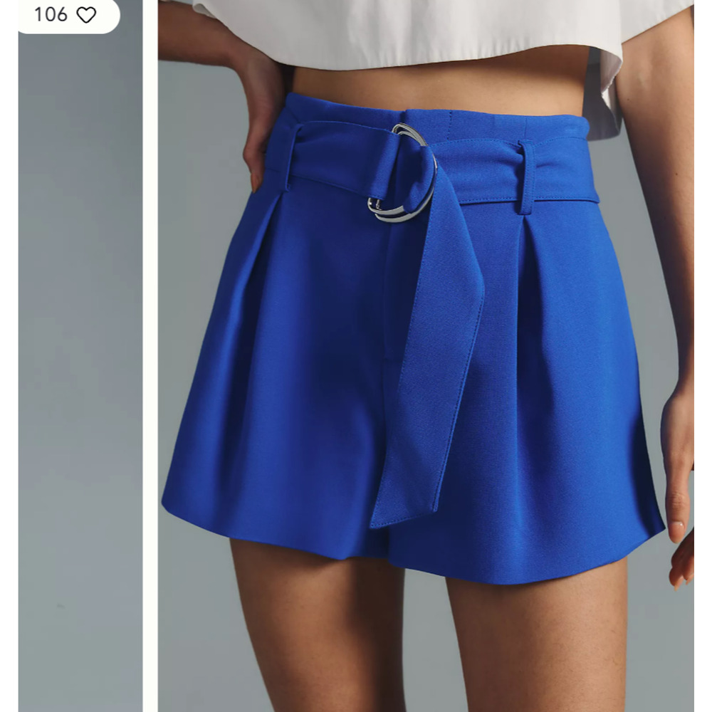 Anthropologie Maeve Tailored Royal Blue Paperbag Shorts Size 12